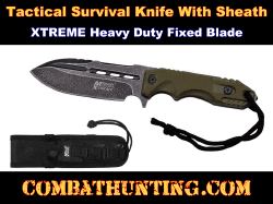 Tactical Survival Knife With Sheath MOLLE Compatible OD