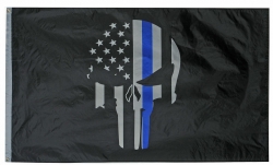 Thin Blue Line SKULL Flag 3' X 5' 5ft