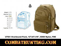UTG Overbound Pack 12"x6"x18" 600D Nylon FDE