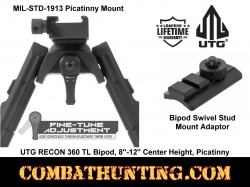 UTG RECON 360 TL Bipod, 8"-12" Center Height, Picatinny