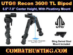 UTG Recon 360 TL Bipod 5.5"-7.0" Center Height Picatinny Mount