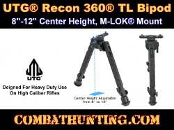UTG Recon 360 TL Bipod 8"-12" Center Height M-LOK Mount