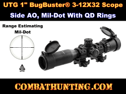 UTG® BUG BUSTER® 3-12X32 1" Scope, Side AO, Mil-dot, QD Rings