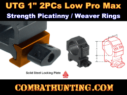 QD Picatinny Rings 1" Diam Low Profile Twist Lock