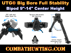 UTG Big Bore Full Stability Bipod 9"-14" Center Height 50 BMG bipod