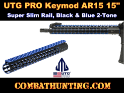 UTG PRO Keymod AR15 15" Super Slim Rail Black & Blue 2-Tone