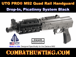 UTG PRO M92 Quad Rail Handguard Drop-In Picatinny Black