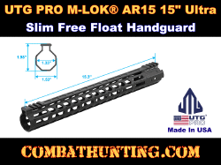 UTG PRO® M-LOK® AR15 15" Ultra Slim Free Float Handguard
