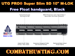 UTG PRO®  Super Slim SD 10" M-LOK® AR-15 Free Float handguard,Black
