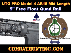 UTG PRO® AR15 Mid Length 9" Free Float Quad Rail