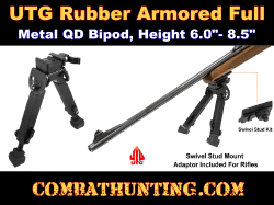 UTG Rubber Armored Full Metal QD Bipod, Height 6.0"- 8.5".