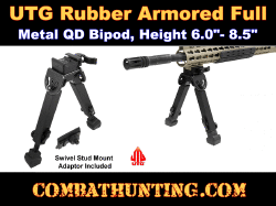 UTG Rubber Armored Full Metal QD Bipod, Height 6.0"- 8.5".