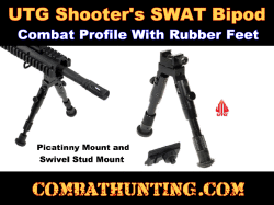 UTG Shooter's SWAT Bipod, Rubber Feet, Height 6.2"-6.7"
