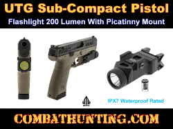 UTG Sub Compact Pistol Flashlight 200 Lumen Picatinny Mount