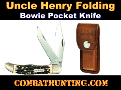 2 Blade Folding Knife With Leather Sheath