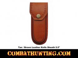 Tan/Brown Leather Knife Sheath 5.5"