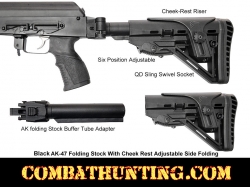 AK-47 Folding Stock With Cheek Rest Adjustable Side Folding