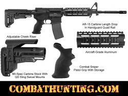 AR-15 Mil-Spec Carbine Stock Kit with Quad Rail & Grip