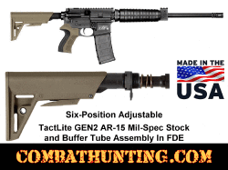 FDE TactLite GEN2 AR-15 Mil-Spec Stock Buffer Tube Assembly