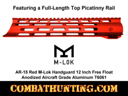 AR-15 Red M-LOK Handguard 12 Inch Free Float