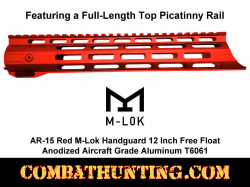 AR-15 Red M-LOK Handguard 12 Inch Free Float