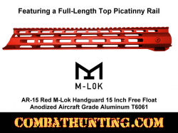 AR-15 Red M-LOK Handguard 15 Inch Free Float