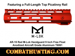 AR-15 Red M-LOK Handguard 9 Inch Free Float
