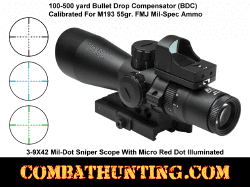 3-9x42mm AR-15 Rifle Scope Mil-dot Sniper BDC With QD Mount & Micro Red Dot Combo