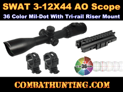 AR15 Flatop 3-12X44 Full Size AO Mil-dot Sniper Scope