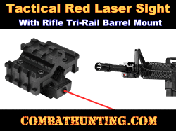 Red Laser Sight With Rifle Tri-Rail Barrel Mount