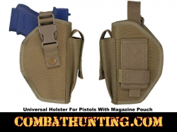 Tan/ FDE Universal Holster For Pistols With Magazine Pouch