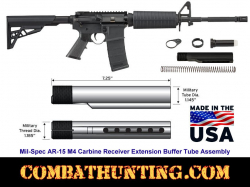 AR Buffer Tube Assembly 6-Position Mil-Spec Diameter AR-15 Aluminum Black