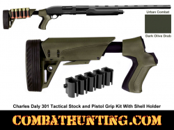 Dark Olive Drab Charles Daly 301 Shotgun Tactical Stock with Shell Holder