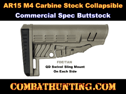 Commercial Spec Buttstock AR15 M4 Carbine Stock Collapsible FDE/Tan