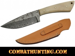 Damascus Steel Skinner Hunting Knife 8" With Bone Handle 