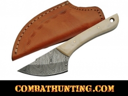 Damascus Steel Caping Knife / Skinning Knife With Bone Handle 