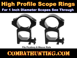 High Profile Scope Rings 1 Inch See Through Weaver Picatinny