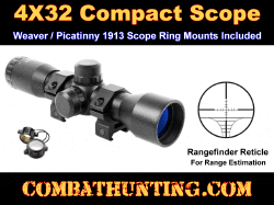 4X32 Compact Rifle Scope With Rings Rangefinder Reticle