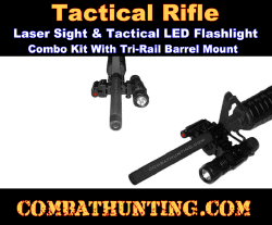 Tactical Red Laser Sight & LED Flashlight Combo With Barrel Mount