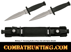 Military 7 inch Throwing Knife 2 Piece Set with Nylon Sheath