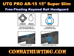 UTG PRO AR15 15" Super Slim Free Float Keymod Compatible Rail