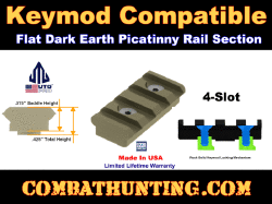 Keymod Picatinny Rail Section UTG PRO 1.57" 4 Slots Flat Dark Earth