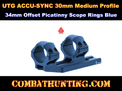 UTG ACCU-SYNC 30mm Medium Profile 34mm Offset Picatinny Rings Blue