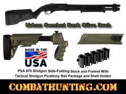 PSA 570 Shotgun Side-Folding Stock & Dark Olive Drab Forend Kit With Shell Holder