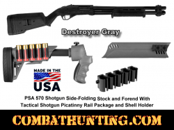 PSA 570 Shotgun Side-Folding Stock Destroyer Gray & Forend Package with Picatinny Rails & Shell Hold