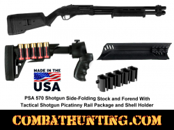 PSA 570 Shotgun Side-Folding Stock & Forend Package with Picatinny Rails and Shell Holder