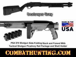 PSA 570 Shotgun Side-Folding Stock Destroyer Gray & Forend Package with Picatinny Rails & Shell Hold