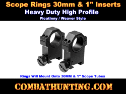 High Profile Scope Rings 30 mm 1" Insert Picatinny/ Weaver
