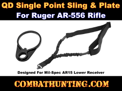 AR 15 Single Point Bungee Sling With QD Sling Swivel & QD End Plate Kit