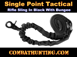 Single Point Tactical Rifle Sling Black With Bungee